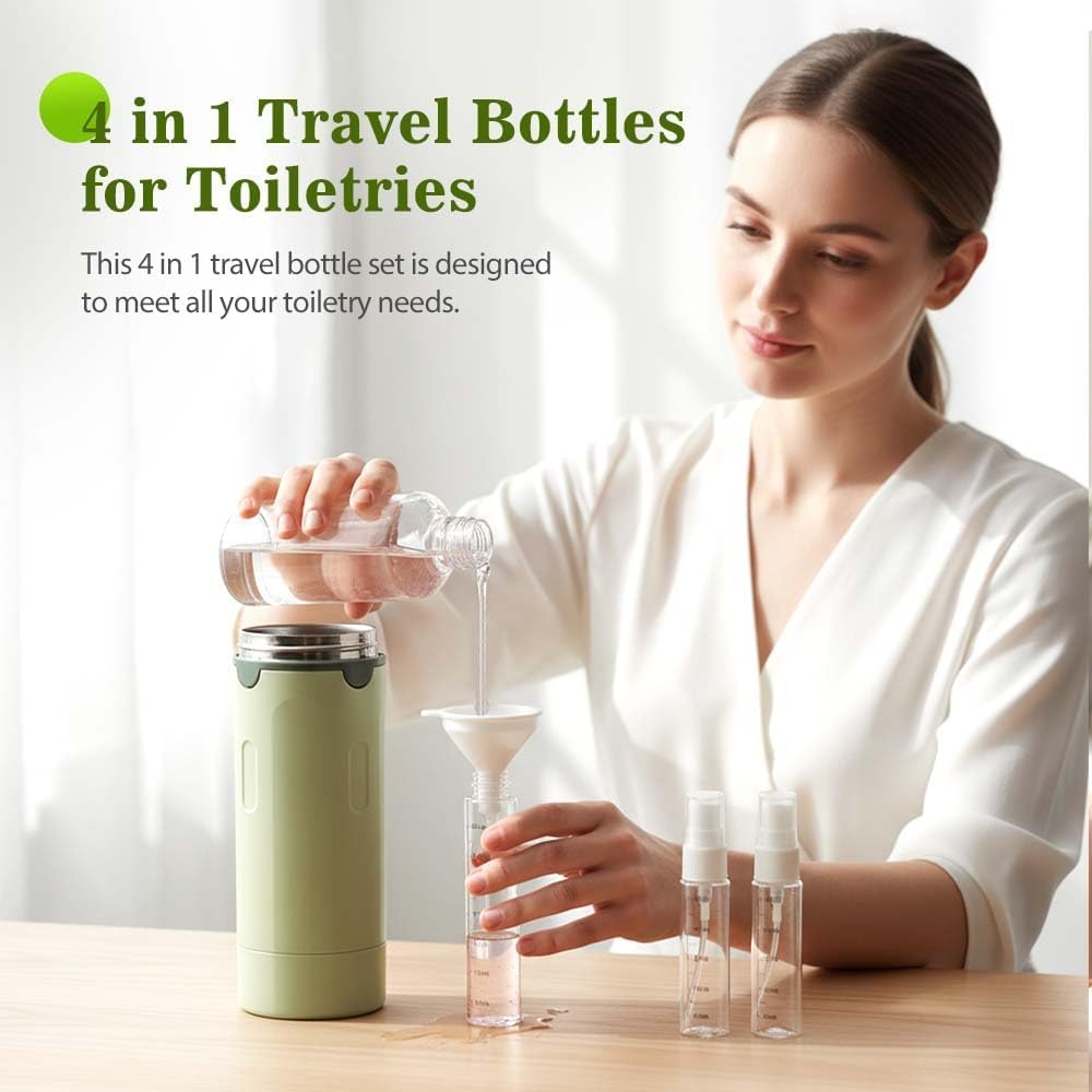 4 In 1 Reisespender Set Reiseflaschen Reise Shampoo Behälter 2er Pack 8x40ml Für Flieger Familien Sportler Flüge Camping Wochenendausflüge Grün Weiß