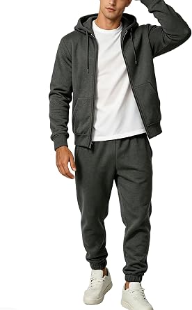 Mens Tracksuits Full Zip 2 Piece Sets Casual Hoodies Sweatsuits Athletic Outfits For Men Fleece Jogging Sweat Suits