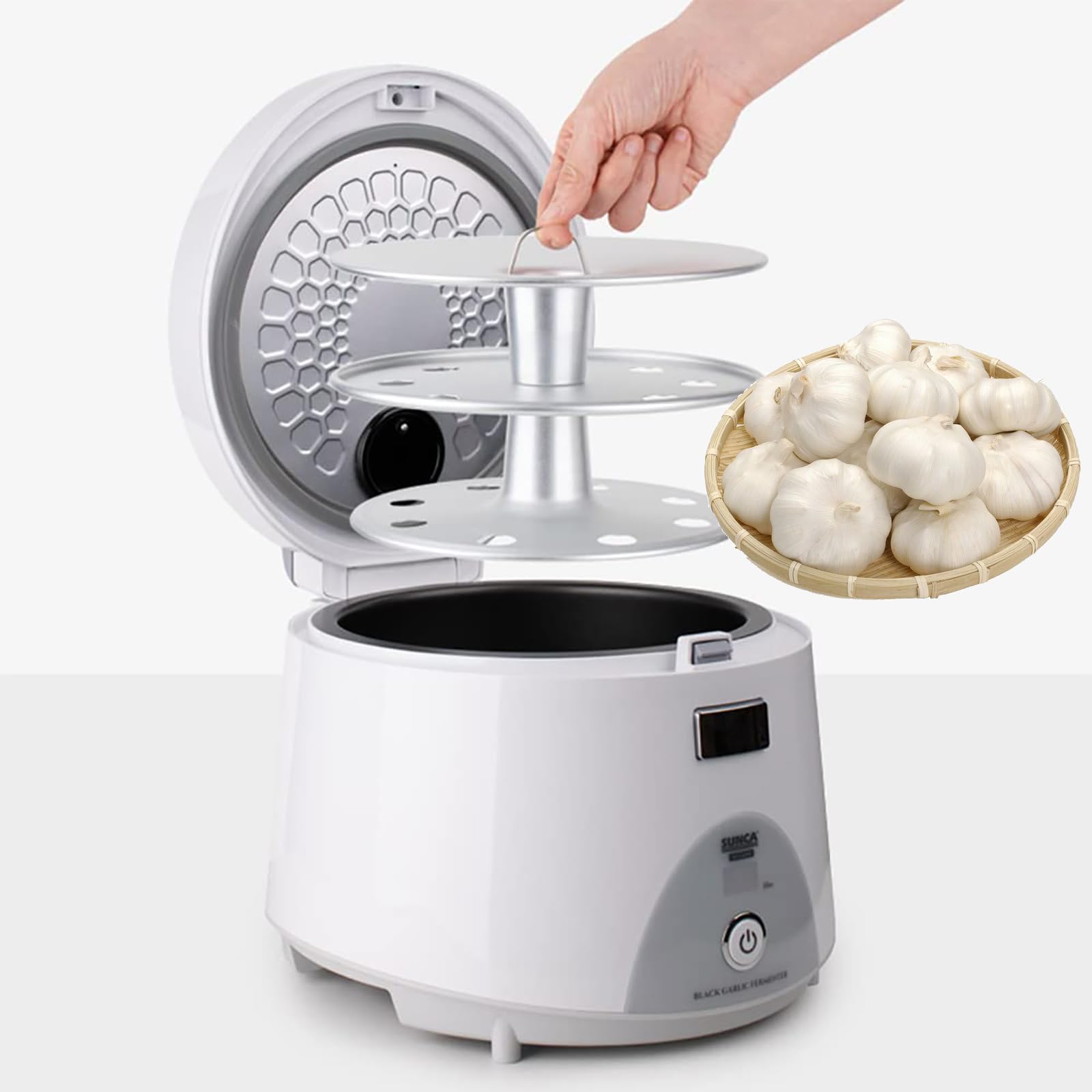 Fermentador de ajo negro de 5 l (control inteligente), totalmente automático, con estante interior de 2 capas y memoria de apagado (5 h). Fermentación de 8 a 12 días.,A