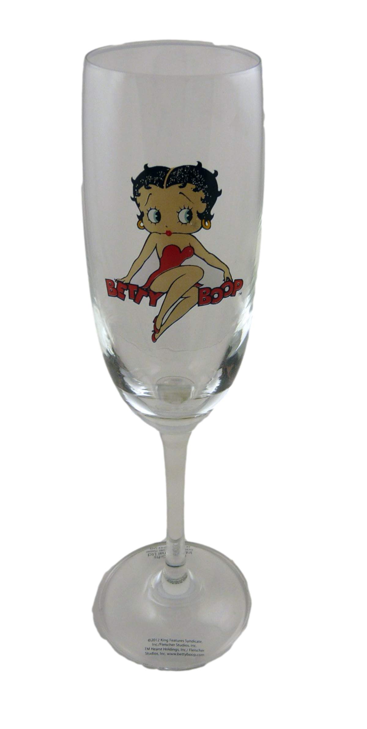 Betty Boop White Flute Wine Glass - Sitting On Name Design
