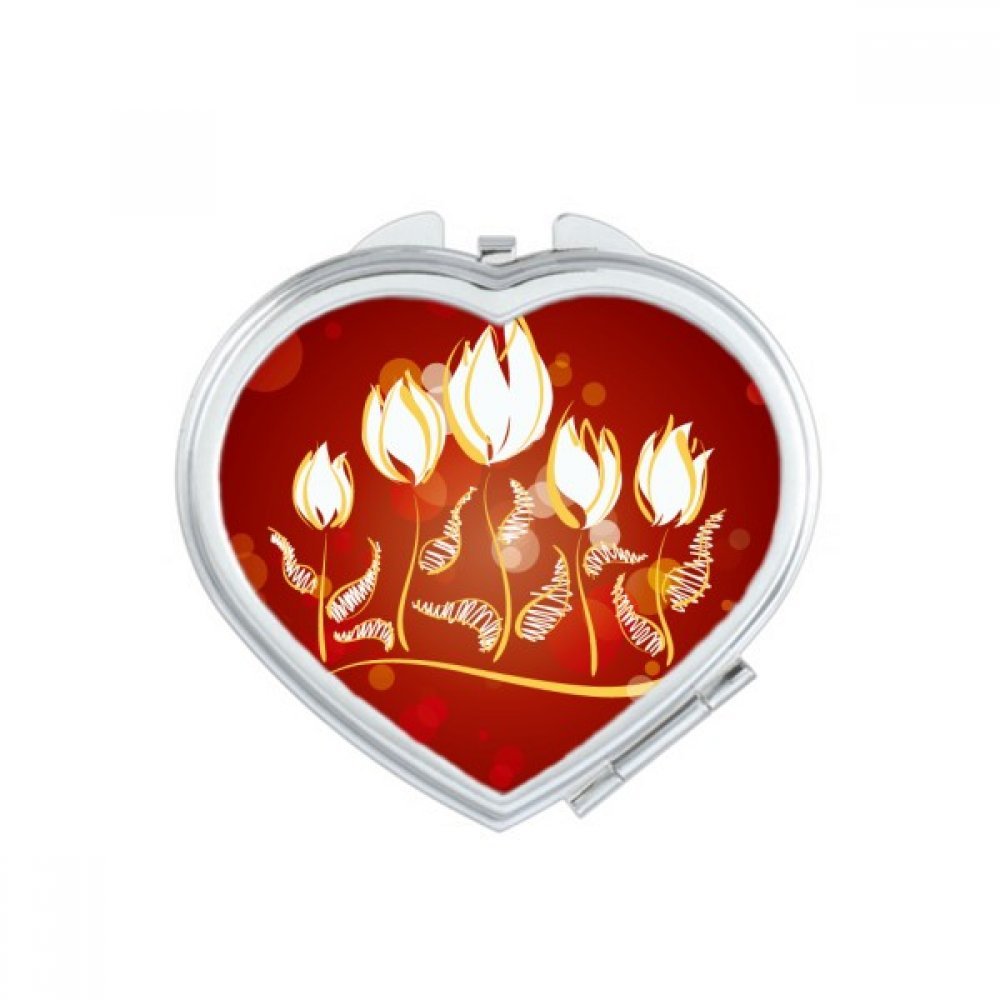 Miroir compact tulipe peint à la main pour maquillage de poche mignon