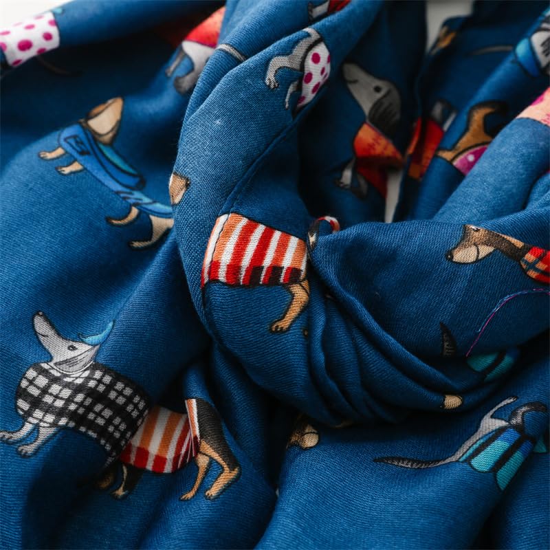 GFM® Damenschal mit Dackel-Motiv, für Frühling, Sommer, alle Jahreszeiten, blau, 42