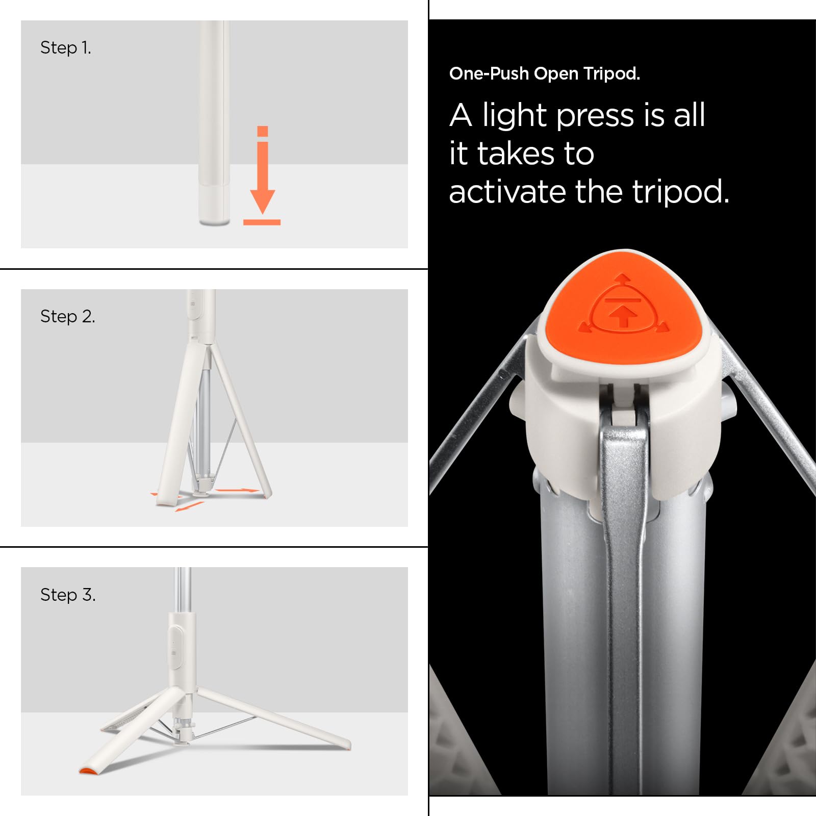 Spigen Handy Stativ mit Bluetooth Fernbedienung [Auto-Open], Selfie Stick mit Stativ [Klapphalterung], Ausziehbares Smartphone Stativ aus Aluminium für iPhone, Galaxy, Pixel