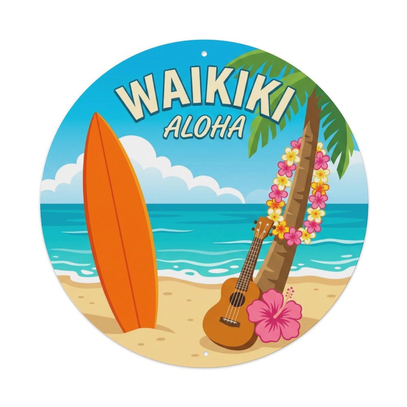 Vintage Travel Waikiki Hawaii Delight Metal Tin Sign