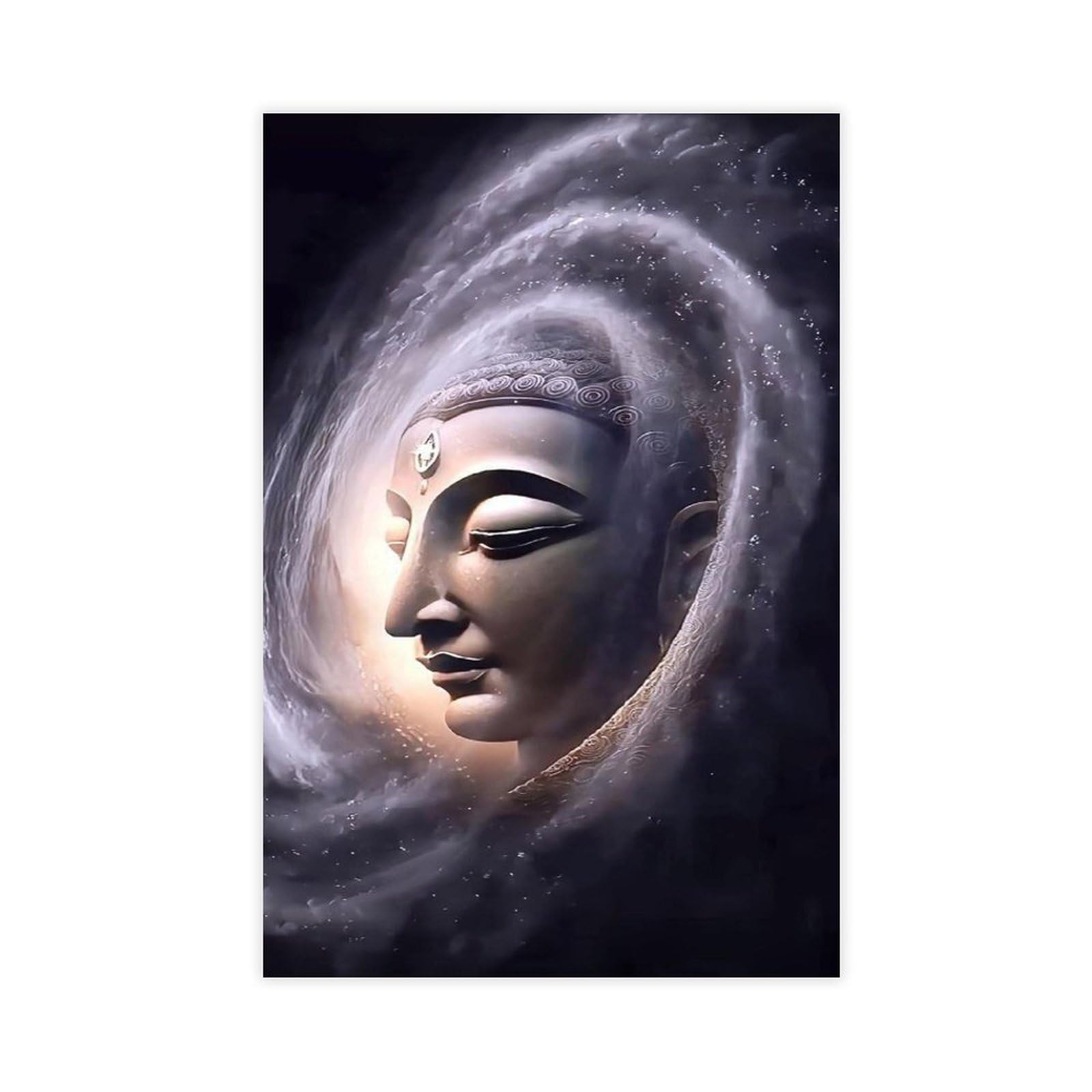 Qnvjqkdsi Unframe Serene Buddha Face, Spiritual Meditation Art Canvas Poster Bedroom Decor Landscape Office Room Decor Gift 20" L X 30" W