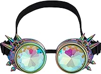 Vista 99 de Gafas caleidoscopio para raves trippy psicodélico steampunk con lentes de cristal de difracción de prisma arcoíris Negro