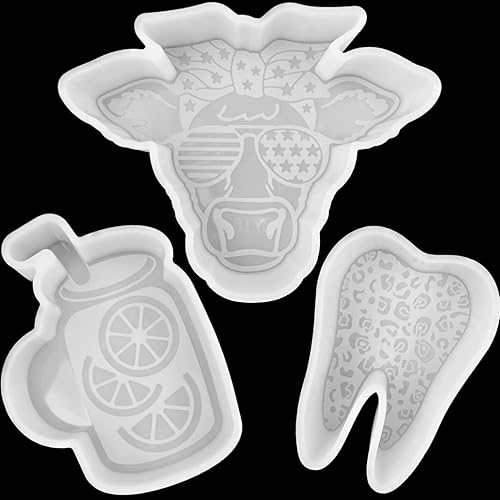 VONZK Juego de 3 moldes de silicona para cuentas de aroma toro americano  diente de leopardo  tarro de limonada DIY hecho a mano