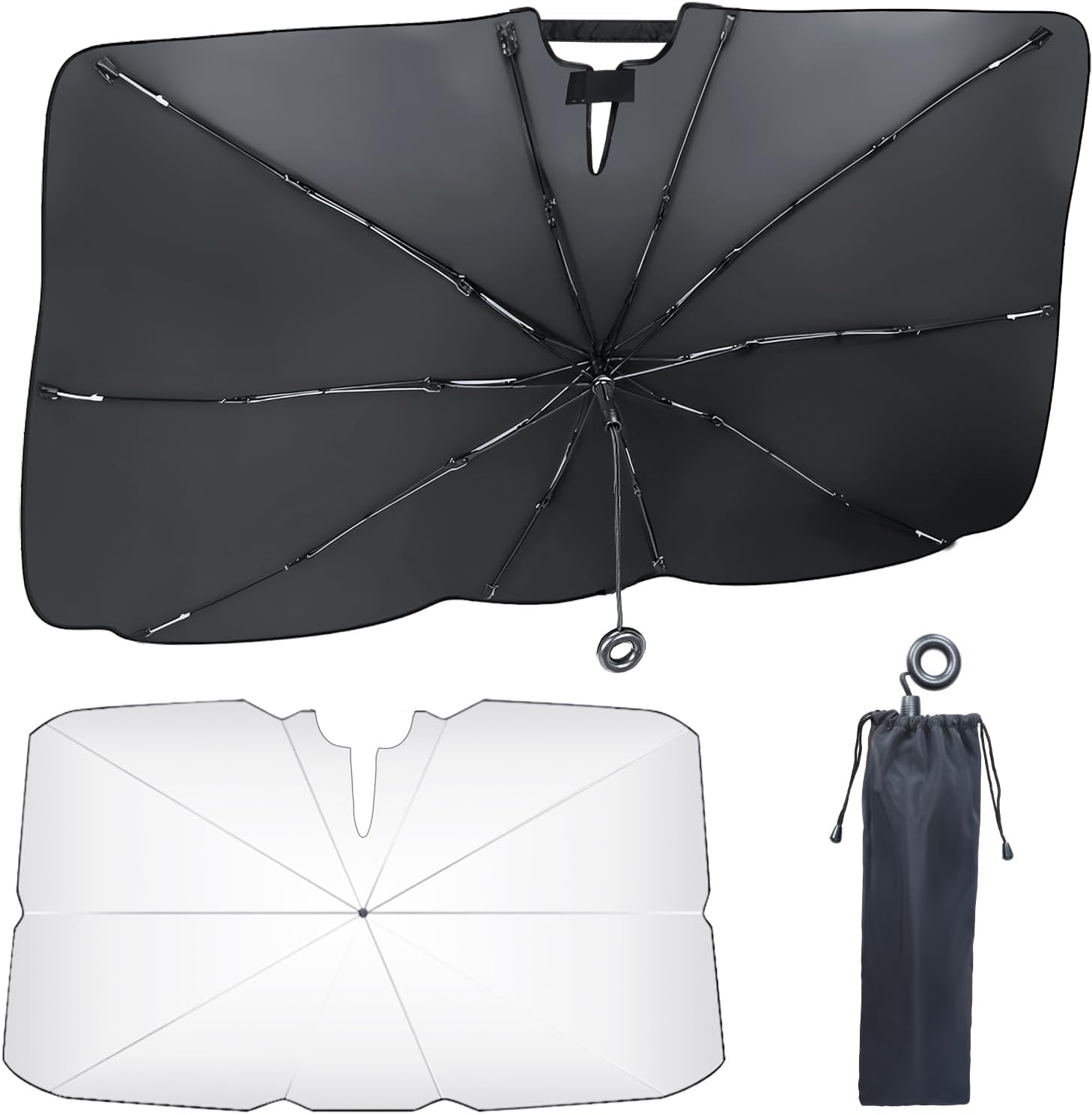 BAIENSHIRUI Car Windshield Sunshade For Nissan SUNNY Bee-2010, Car Sun Shade Umbrella 360° Rotation Foldable Front Windscreen Protector Anti-Uv