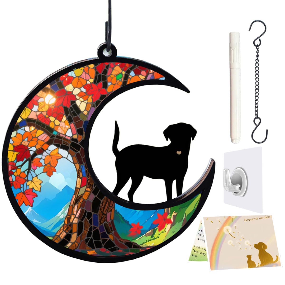 LZXLXS Dog Memorial Suncatcher, Loss of Dog Sympathy Gift for Pet Lovers, Cats Remembrance Ornament, Pet Memorial Gifts, Life tree and dog โ image 1