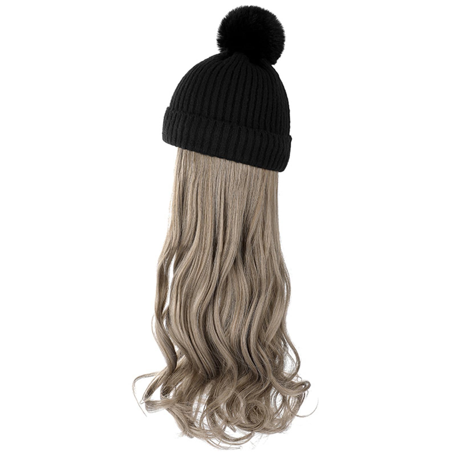 Mädchen Mützen Mit Haarverlängerungen Hübsch Gestrickt Buntes Haar Geschenk Für Halloween Lockige Haarverlängerungen 21 6 Zoll In Der Länge