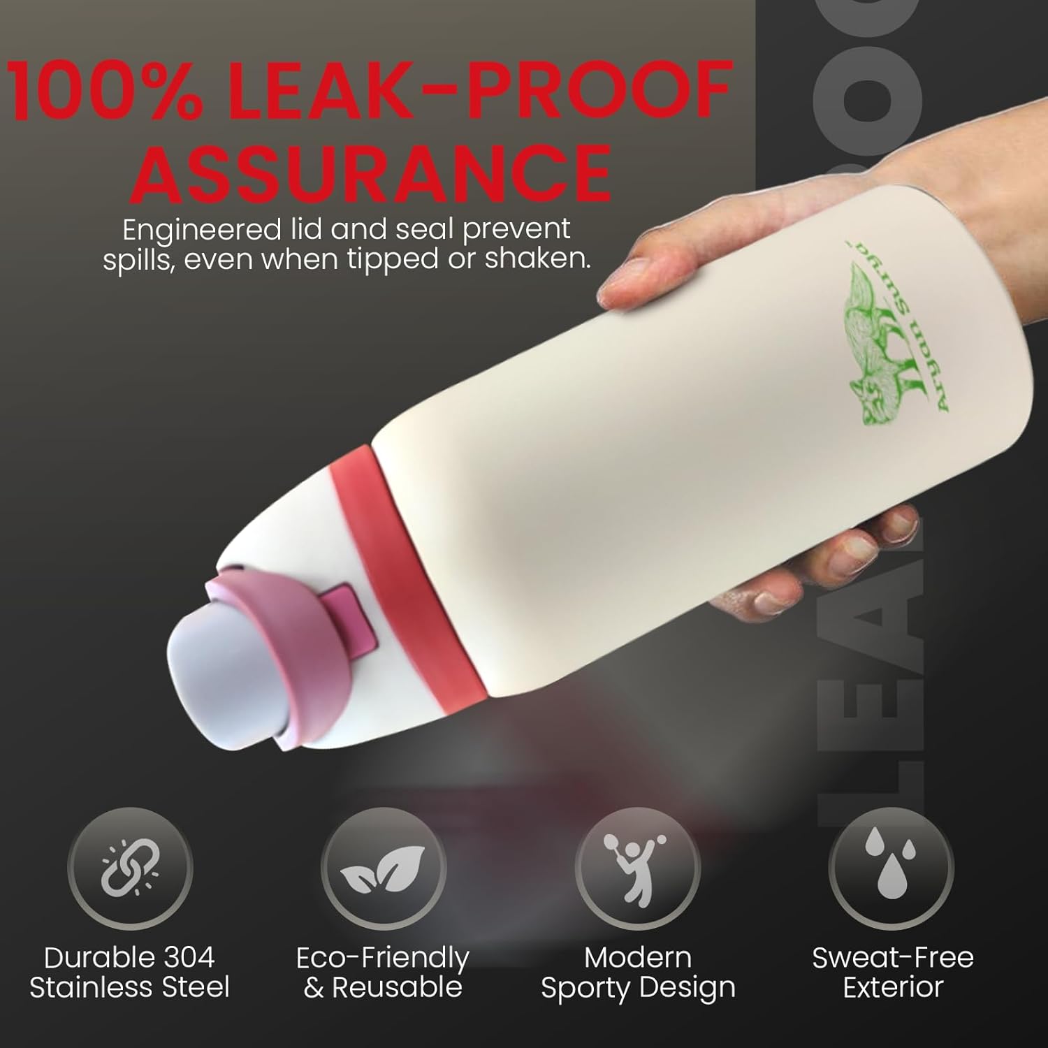 32 oz Insulated Stainless Steel Water Bottle with push-button lid with lock and Straw for Sports and Travel, BPA-Free Sports Water Bottle (FleshPink, 32)