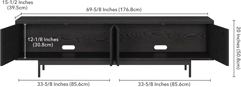 Henn&Hart 70" TV Stand for TVs up to 75", Natural Black image 3