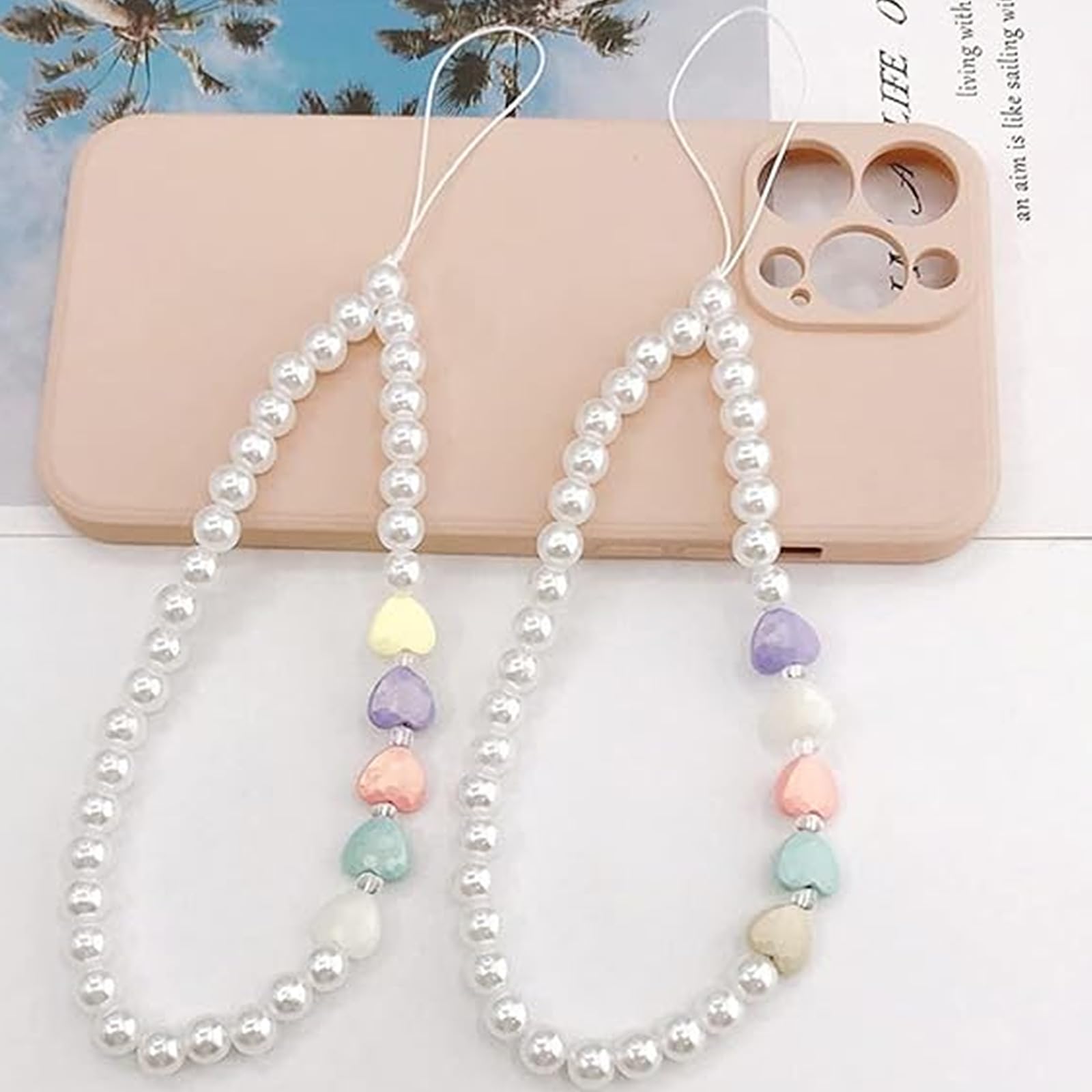 1 pcs Mobile Phone Beaded Lanyard Charm Pearl Wrist Strap Pendant for Women Girls, Picture color, 15*1cm - Image 4