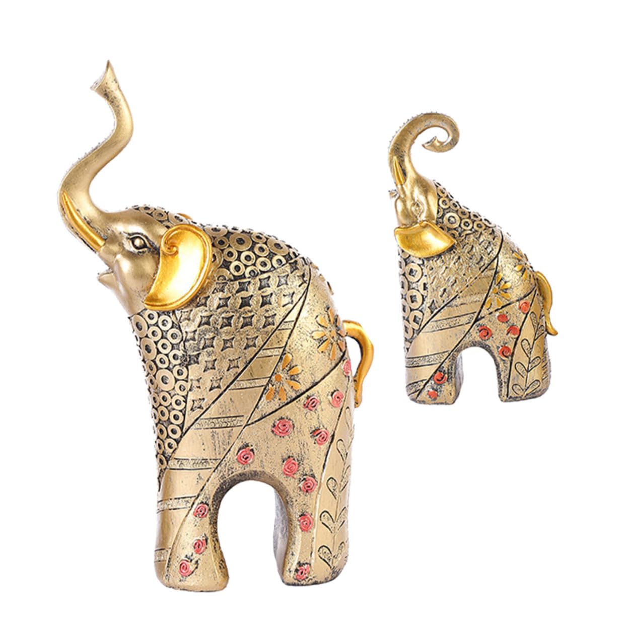 Alipis 2 Pezzi Statua in Resina Di Elefante Portafortuna Decorazione Artigianale Per La Casa Ornamento Feng Shui