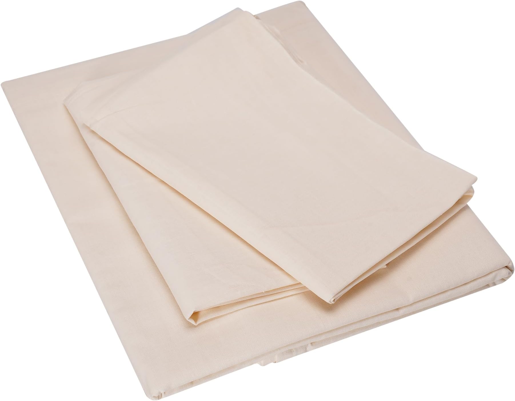 3 Piece Set Dyed Solid Flat Sheet Fermanville Set 1 Flat Sheet 240x260 cm and 2 Pillow Covers 50x80 cm (Ivory)