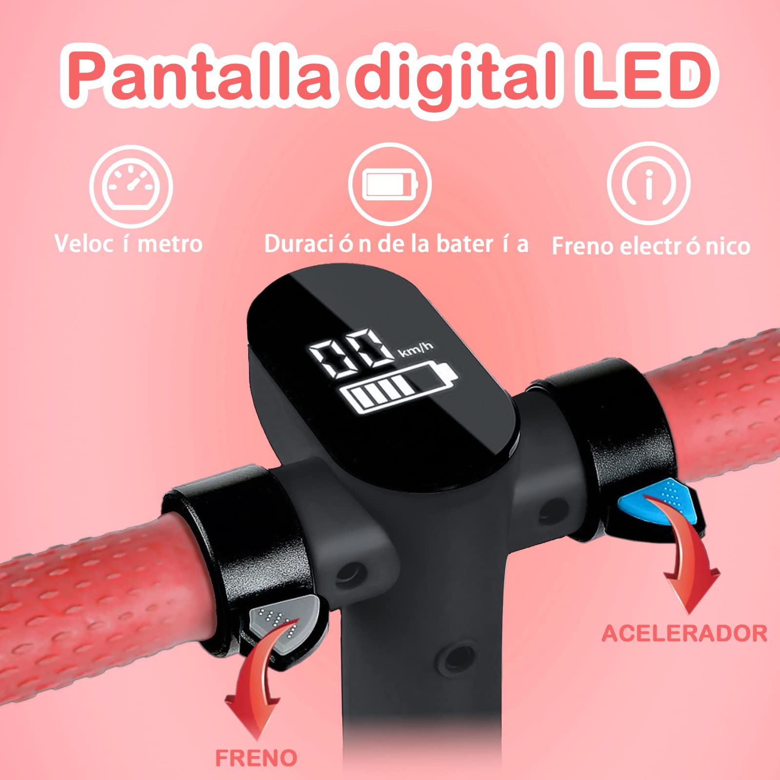 Patinete Eléctrico Niños de 6-12 años de Edad con Pantalla LED, Motor de 130W,con assorbimento Degli urti, Doppio Sistema Frenante,Plegable Scooter,Regalo para Niños