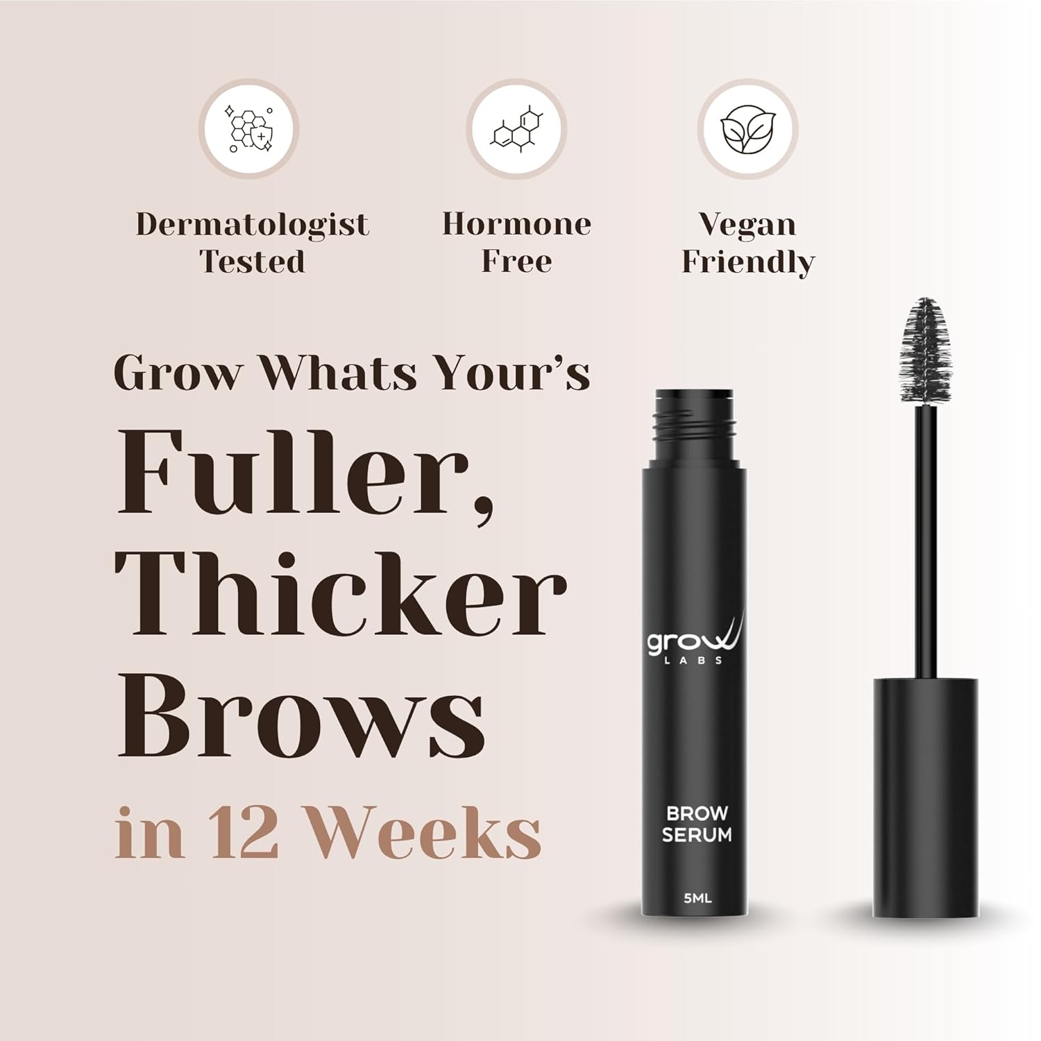 Eyebrow Growth Serum – with Biotin & Peptides – Regrow Eyebrow Hair – Nourishing Formula for Thicker, Fuller, Natural-Looking Brows – Vegan, Cruelty-Free – Made in USA – 5 ml - Image 3