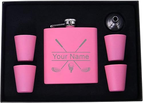 Frasco personalizado para club de golf, embudo, (4) vasos de chupito y caja de regalo de presentación con jugo de pájaro de golf personalizado,