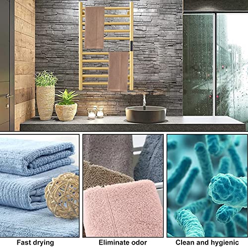 Sèche-serviettes électrique noir 80W en acier inoxydable pour mur