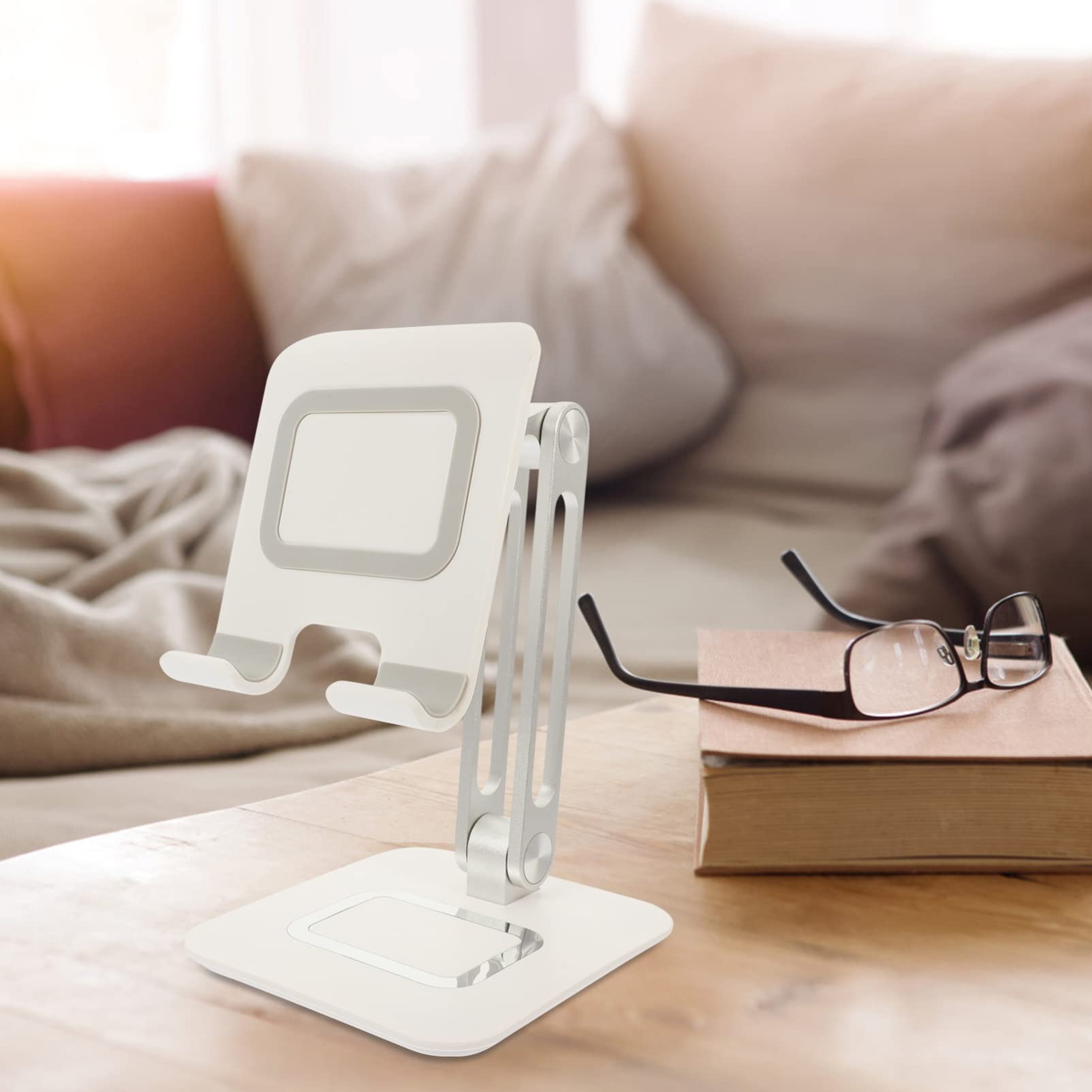 Gatuida Supporto in Metallo per Cellulare e Tablet Supporto Regolabile per Telefono da Tavolo Cuscinetto in Silicone per Stabilizzazione