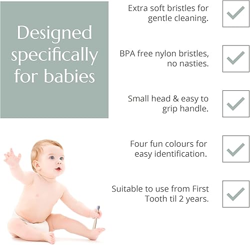 Miniatura 7 de Wild & Stone Cepillos de dientes orgánicos de bambú para bebés, paquete de 4, cerdas suaves, mango 100% compostable, sin BPA, cepillos de dientes