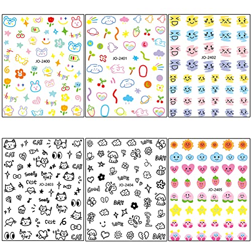 Cute Nail Art Stickers Decals, 3D Kawaii Kids Nail Self-Adhesive Sticker Designs, Butterfly Flower Dog Cat Star Nail Transfer Decal Supplies For Women Girls Manicure Decorations, Diy Resin Nail Art #TOP5