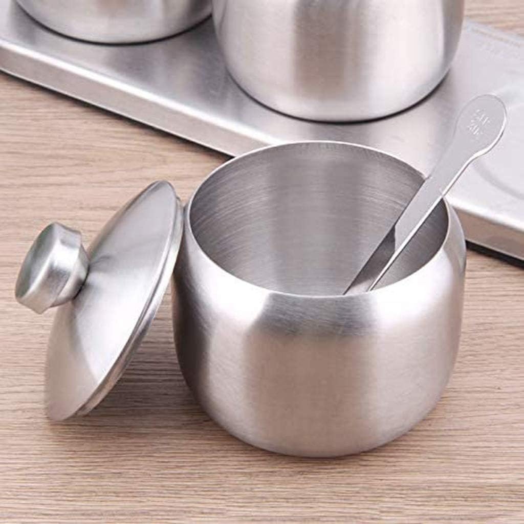 Ceramic Condiment jar Condiment Jar Stainless Steel Condiment Seasoning Container Pots Steel Metal Seasoning Tank Set Kitchen Supplies Household Seasoning Pot Seasoning Storage Jars