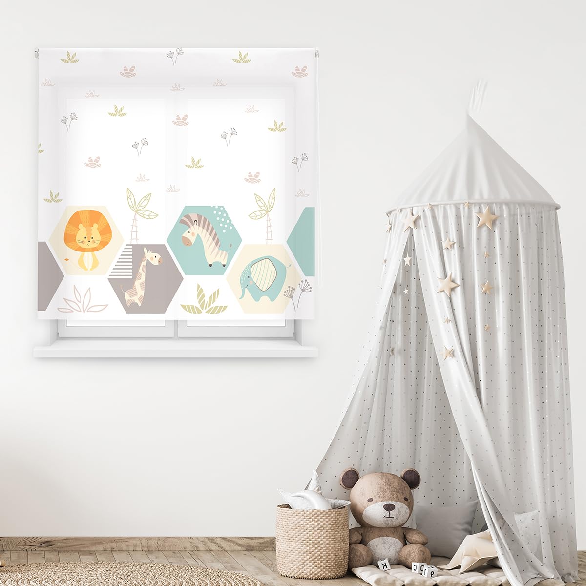 Blindecor Digital Store Enrouleur translucide avec Impression numérique Modèle Safari 140 x 180 cm Dimensions du Tissu 137 x 175 cm