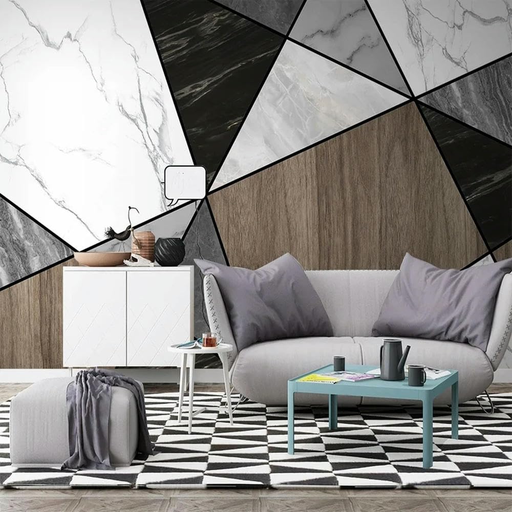 ZEZILE Niestandardowa tapeta w dowolnym rozmiarze nowoczesna ściana 3D geometryczny marmur drewno szycie mural do sypialni salonu dekoracja