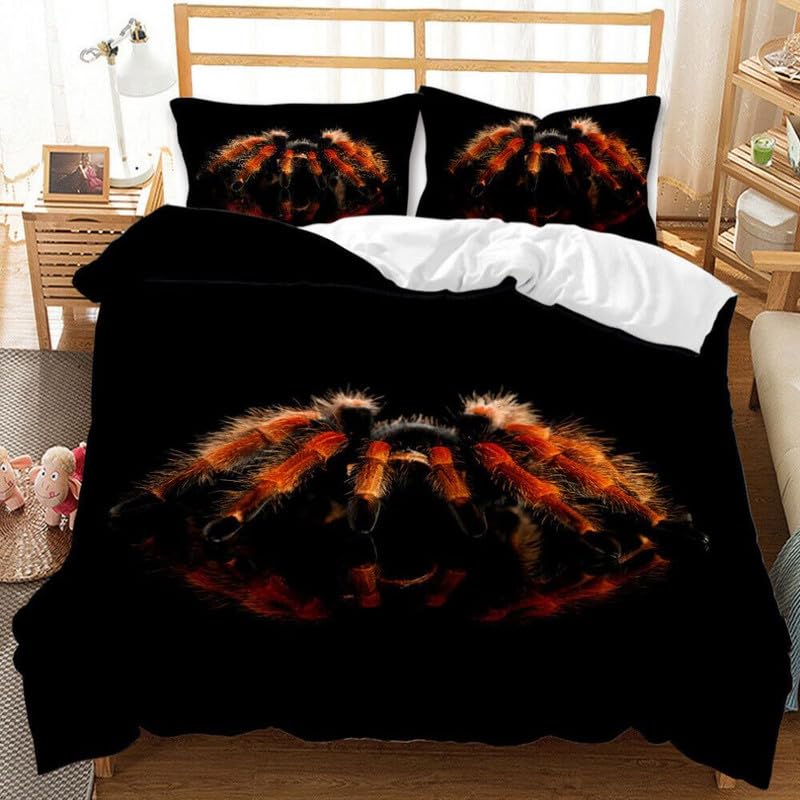 Parure de lit araignée noire 90x190 en microfibre pour garçons et filles