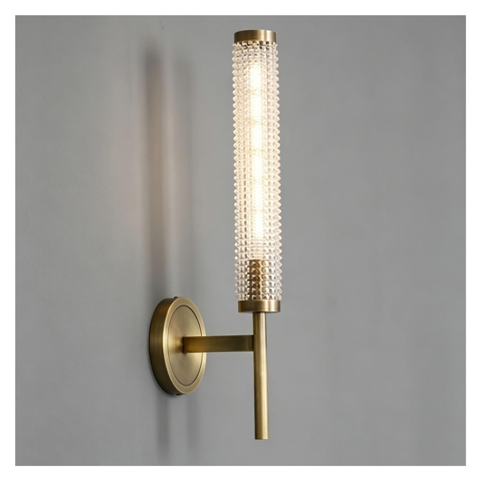 LUOYAOB Modern Brass Wall Sconce 1 Light Cylinder Glass Wall Mounted Light Fixture Indoor Wall Lamp for Bathroom Bedroom Living Room Hallway Corridor Interior Home Wall(B,1LIGHT)