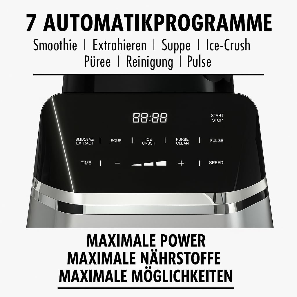 GASTROBACK Standmixer Hochleistungsmixer 2000 Watt - 2L Tritanbehälter, 40.000 UPM, 7 Programme (Suppenkocher, Smoothie, Eiswürfel) - Profi Mixer Smoothie Maker, Food Processor und Blender in einem