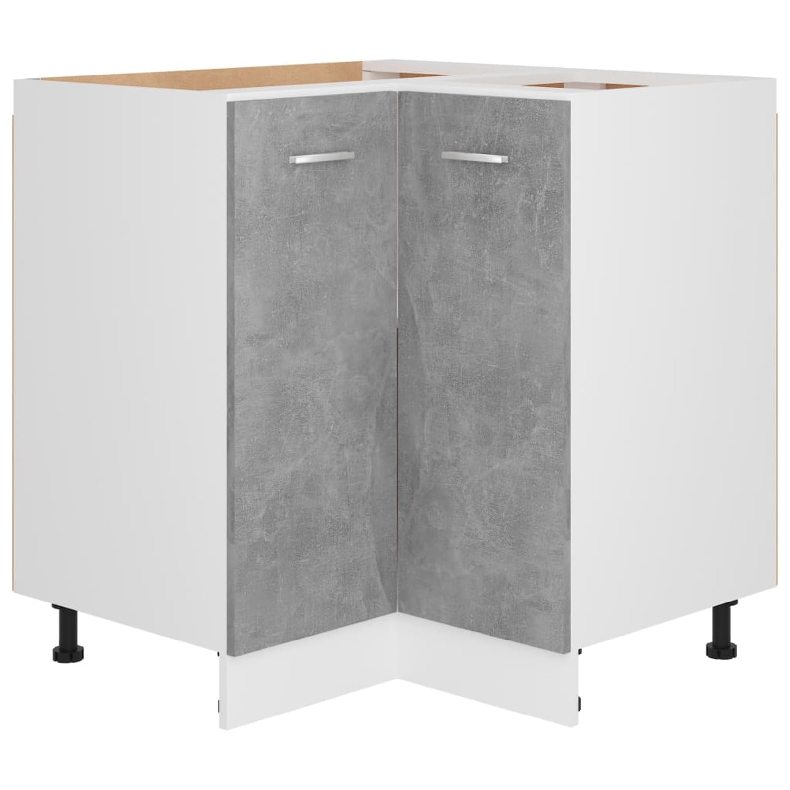Gecheer Eckunterschrank Lyon Betongrau 75.5x75.5x81.5 cm Holzwerkstoff praktischer Stauraum für Küchengeräte langlebiges Design für Moderne Haushalte