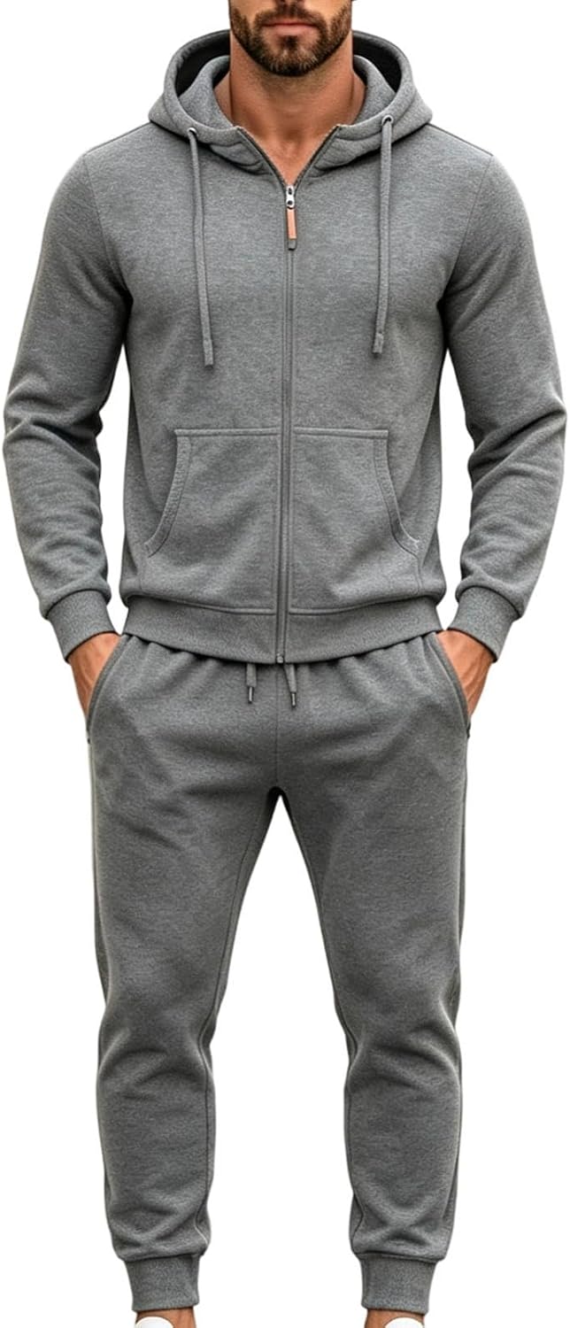 Men's Full Zip Hoodie Jogger Set 2 Piece Navy Blue Tracksuit