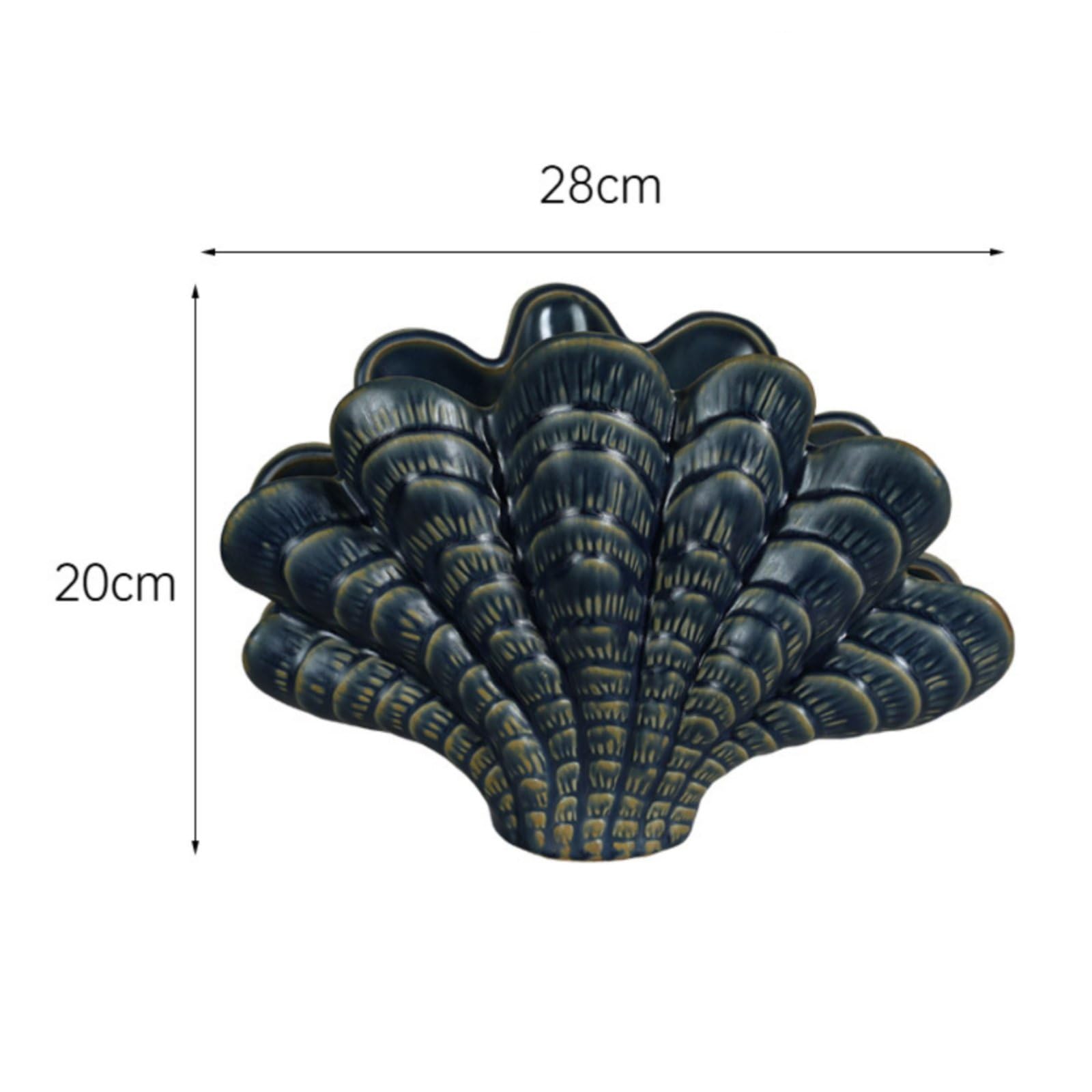 Abstracte Kunst Skulptur Muschelfigur Dekoobjekt Tischornament Wohnakzent mit Sanfter Bewegungswirkung für Wohnzimmer Schlafzimmer Flur Büro Geeignet, HP1049 Muschel Groß Ofenwechselblau