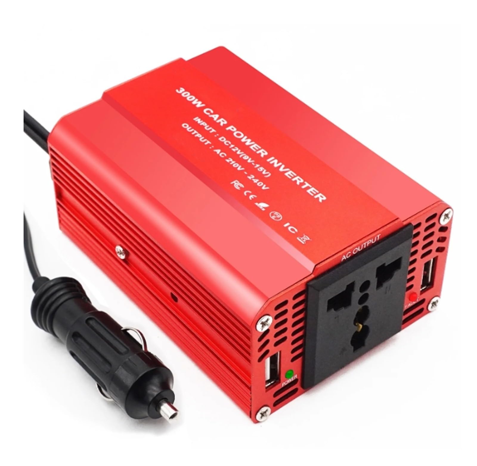 Inversor 300 W Accesorios Coche Convertidor Voltaje 12 V A 220 V/230 V para Encendedor Coche Doble USB Enchufe UE/RU/AU/Universal Transformador(Universal Socket)