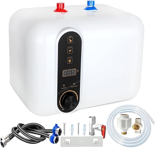 Calentador de agua eléctrico de 1.5KW 10L, 110V-120V para cocina debajo del fregadero, calentador de agua caliente de tanque instantáneo de 2.6