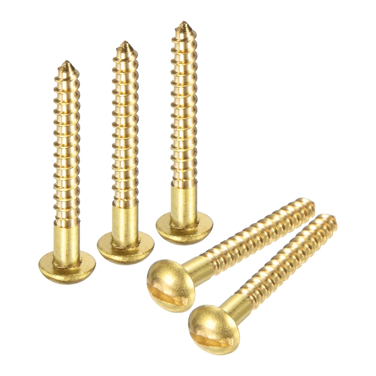 M METERXITY Wood Screws (M2.5 x 20mm, Brass) 30 Pcs - Slotted Round Head Self-Tapping Screw Apply to Woodworking/Furniture/Appliances Repair/Industry/Gardening