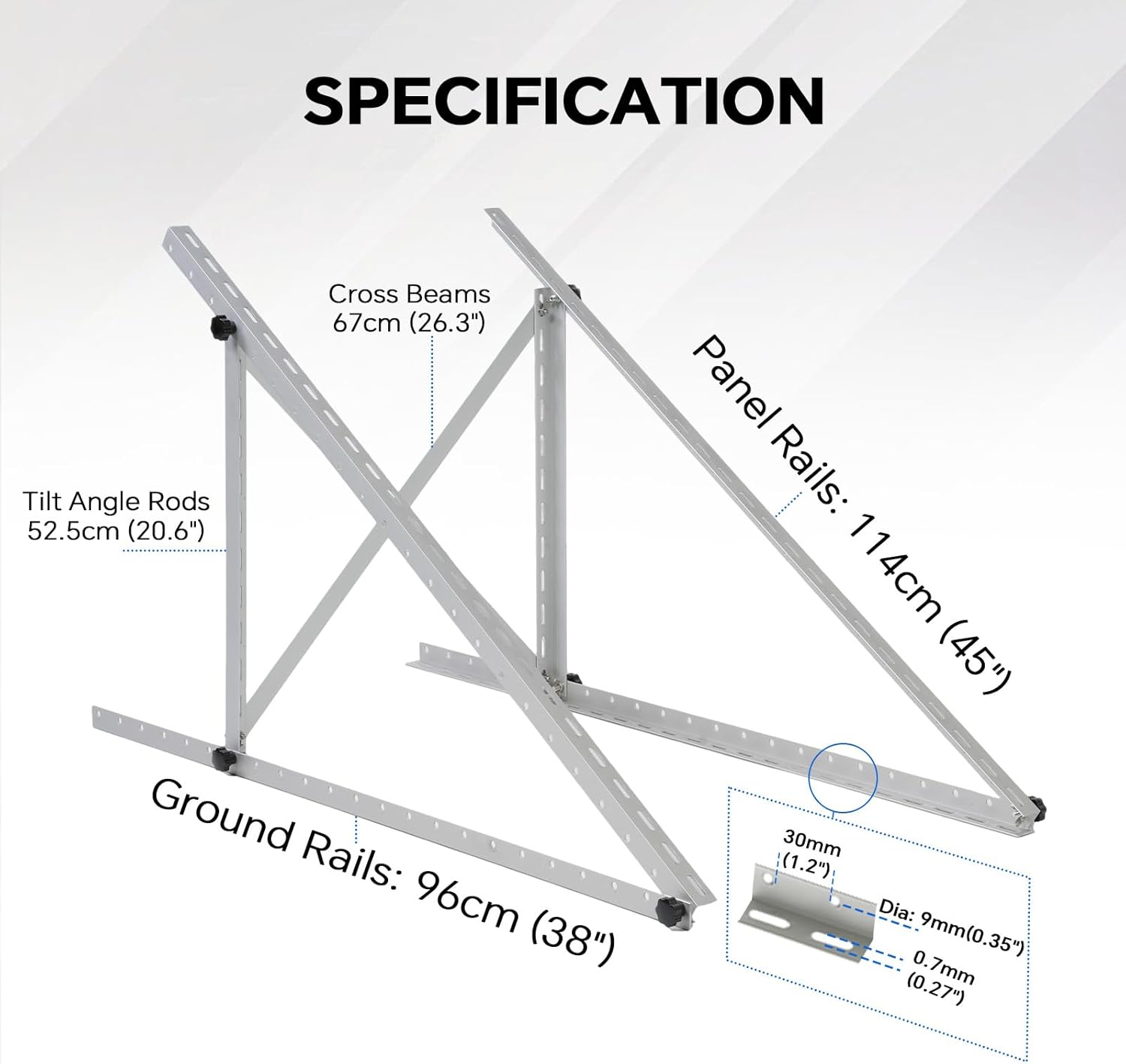 45" Solar Panel Mount Brackets Adjustable Solar Panel Tilt Mount Brackets for 100-400 Watts Solar Panel 2400Pa Windproof for Roof, RV, Ground, Boat and Off-Grid (Brackets with Cross Beams)