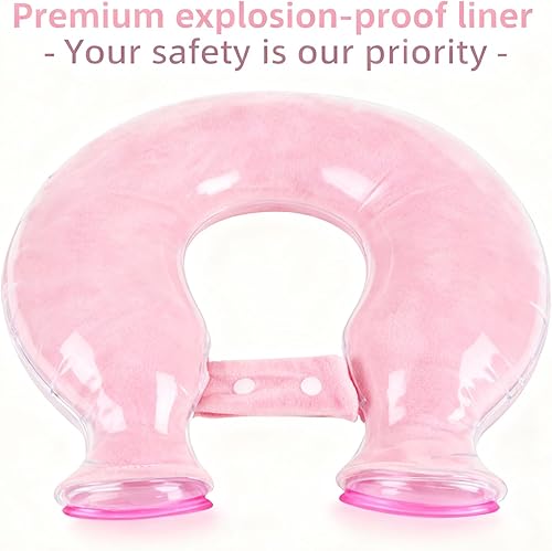 Miniatura 5 de Botella de agua caliente en forma de U para cuello y hombros, bolsa de terapia de calor de gran capacidad de 47.3 fl oz con funda de franela