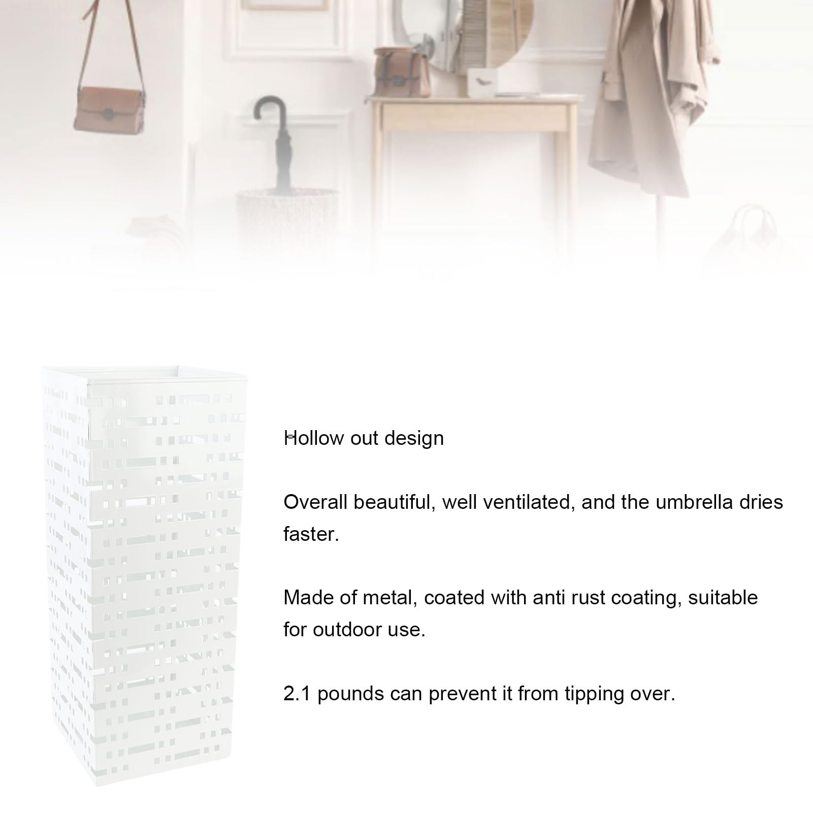 Porte-Parapluie en Métal Yinhing, Support de Parapluie 16,5" H x 6,5" L x 6,5" P pour Entrée