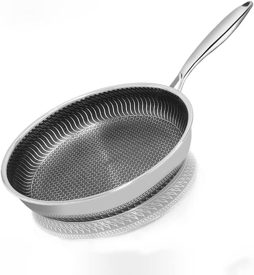 Stainless Steel Pan Non-stick Household Frying Steak Induction Cooker Gas Stove Universal(28cm)