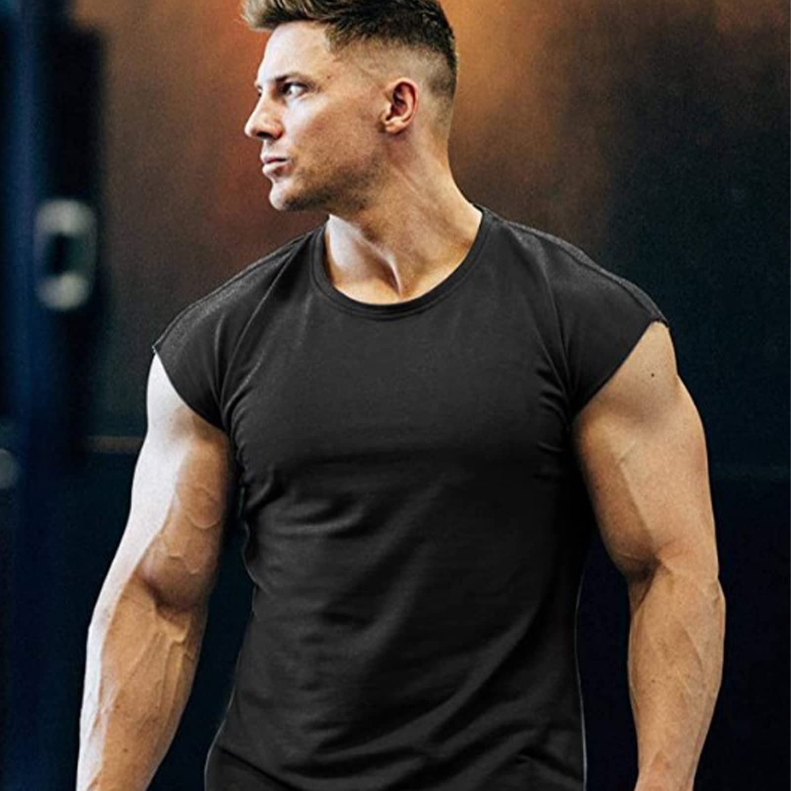 T-shirty bez rękawów z okrągłym dekoltem męskie rozciągliwe ponadwymiarowe szybkoschnące T-shirty oddychające wygodne lekkie