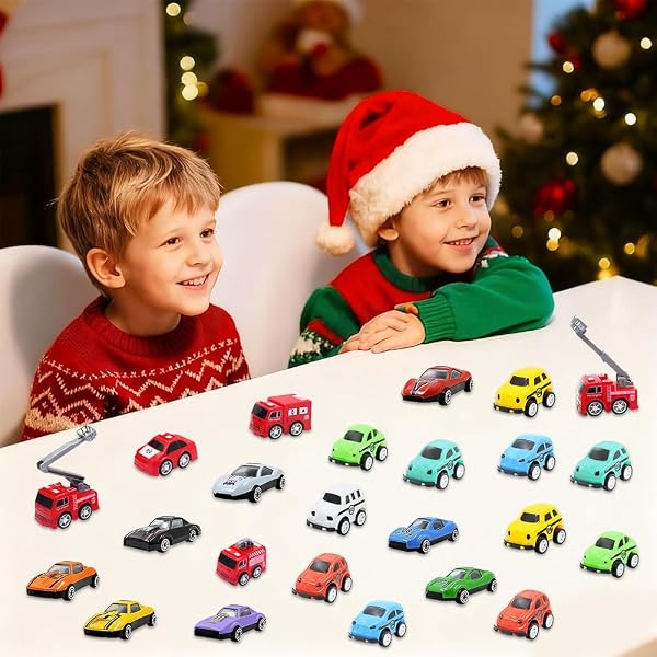 Calendrier de l'Avent 2025, Calendrier Compte à Rebours de Noël 24 Jours avec 24 Voiture Jouet Mini Course Jouet Boîte Aveugle Surprise de Noël Décoration de Noëls Fête Cadeaux pour Enfants - 5