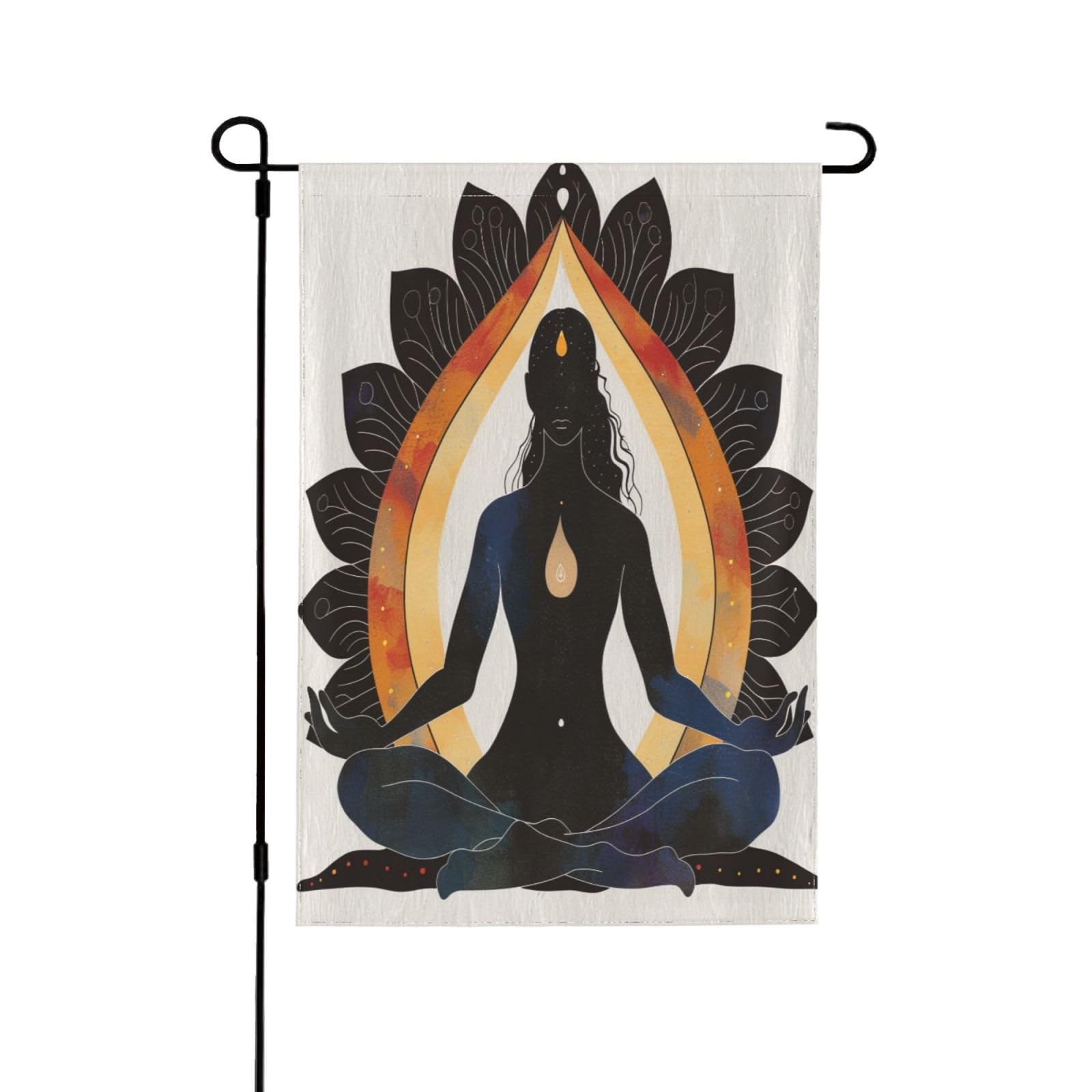 Drapeau de jardin yoga imprimé double face en polyester durable