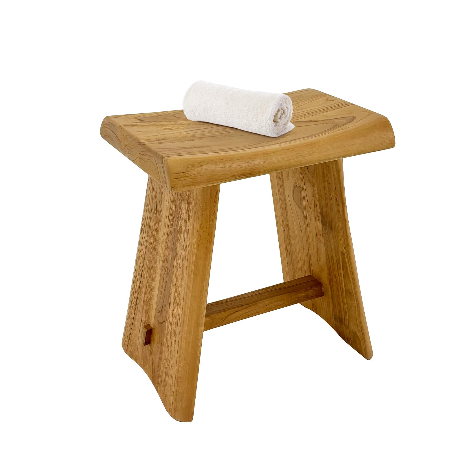 StrongTek Teak Shower Stool, 15.8" x 11.8" x 17.9", Comfortable and Sturdy Spa Seating for Seniors & Individuals with Limited Mobility, Durable Premium Teak, Enhances Bathroom Décor (Natural)