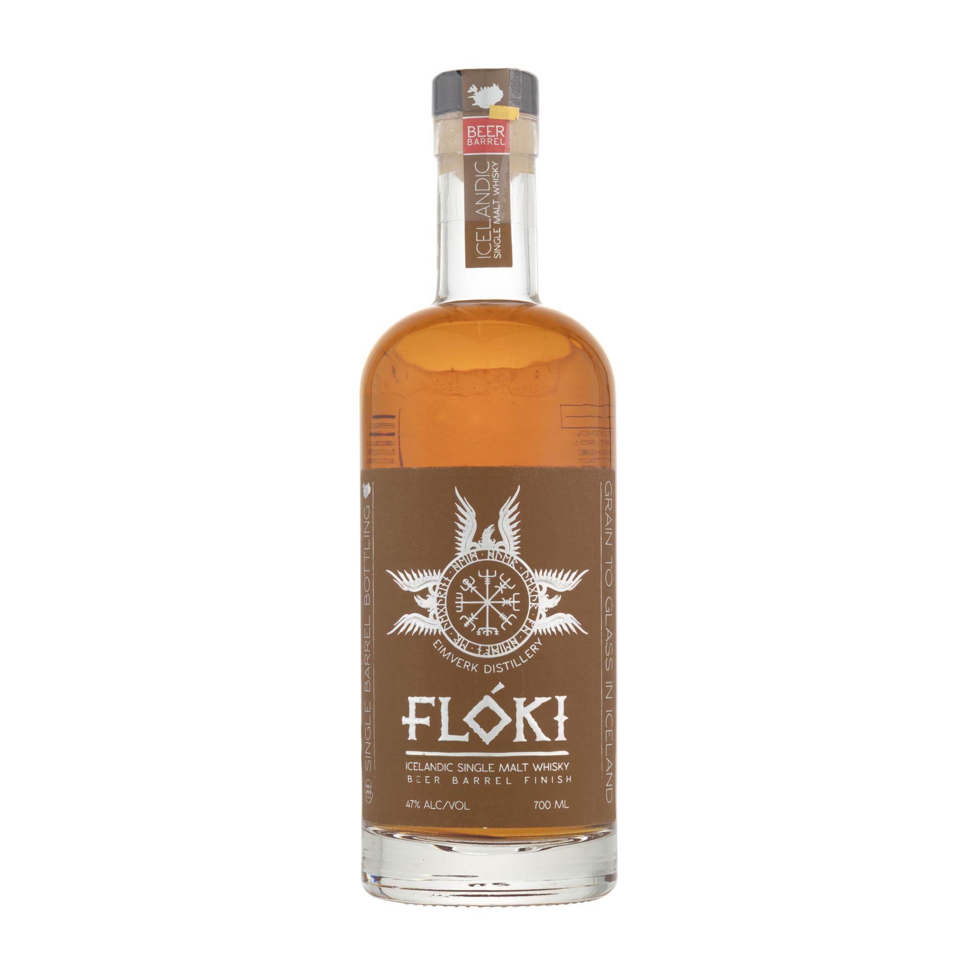 Flóki Icelandic Single Malt Whisky – Beer Barrel Finish | Isländischer Single Malt | Handcrafted | Intensive Malz- & Bierfassnoten | 47% Vol. | 700ml