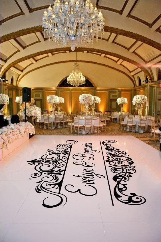 Dance Floor Decals - Custom Monogram Vinyl Decal Sticker - Floor Decal Easy to Remove - Wedding & Reception Decor