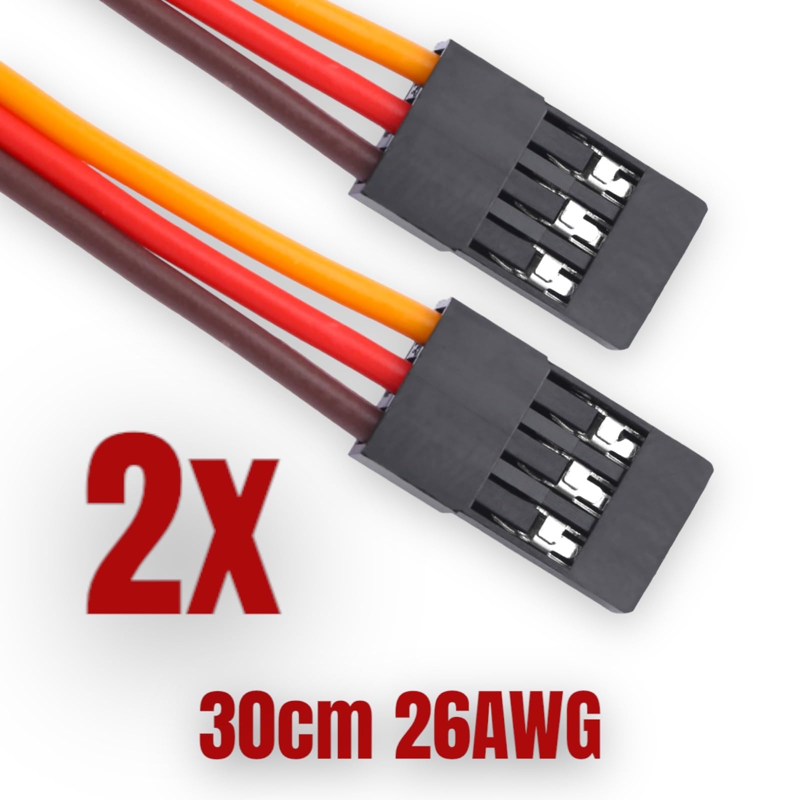2x Servo-Patchkabel 30 Cm Mit JR-Steckern – Hochflexibel Für Modellbau & Quadrocopter