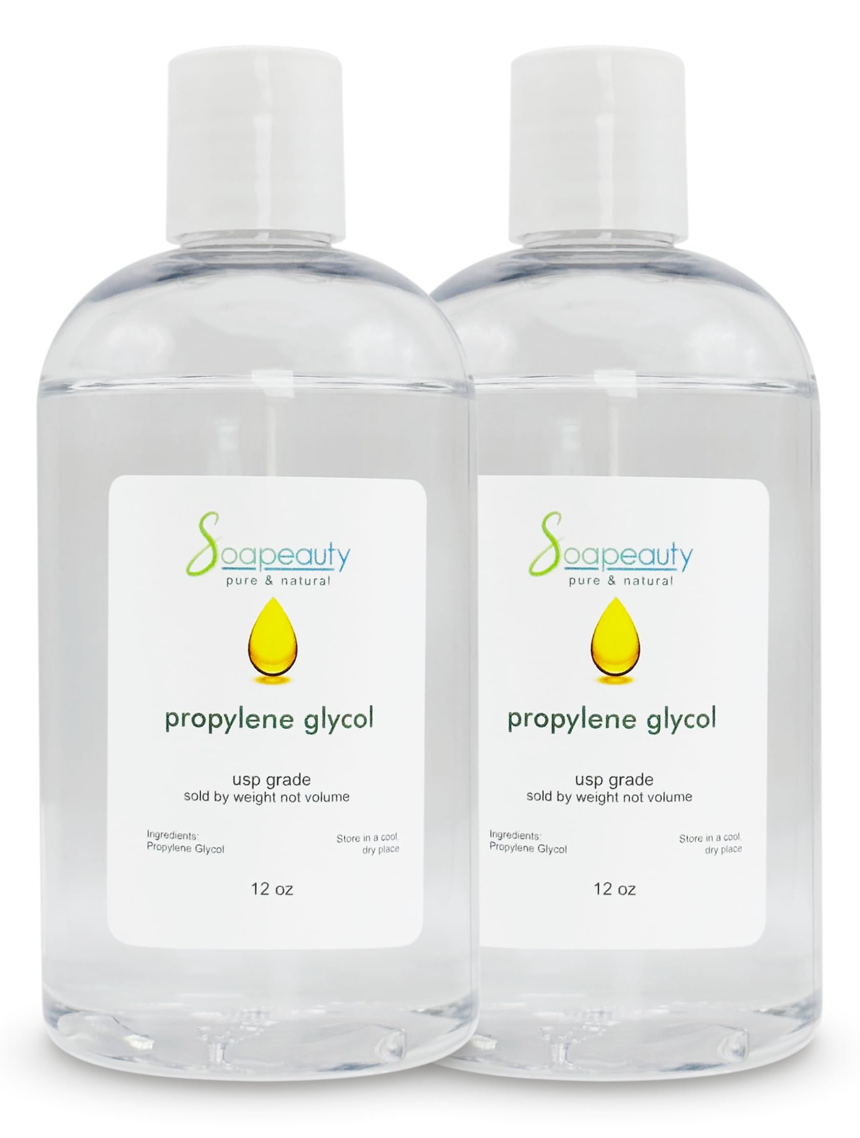 Soapeauty Propylene Glycol USP 99.9% Pure Food Grade NON GMO Kosher (24 OZ(12 OZ X 2))